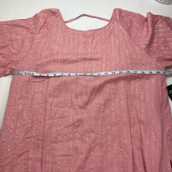 Boston Proper Dress Womens Large Pink Gold Striped Beaded Silver Fringe Low Back - Picture 11 of 15
